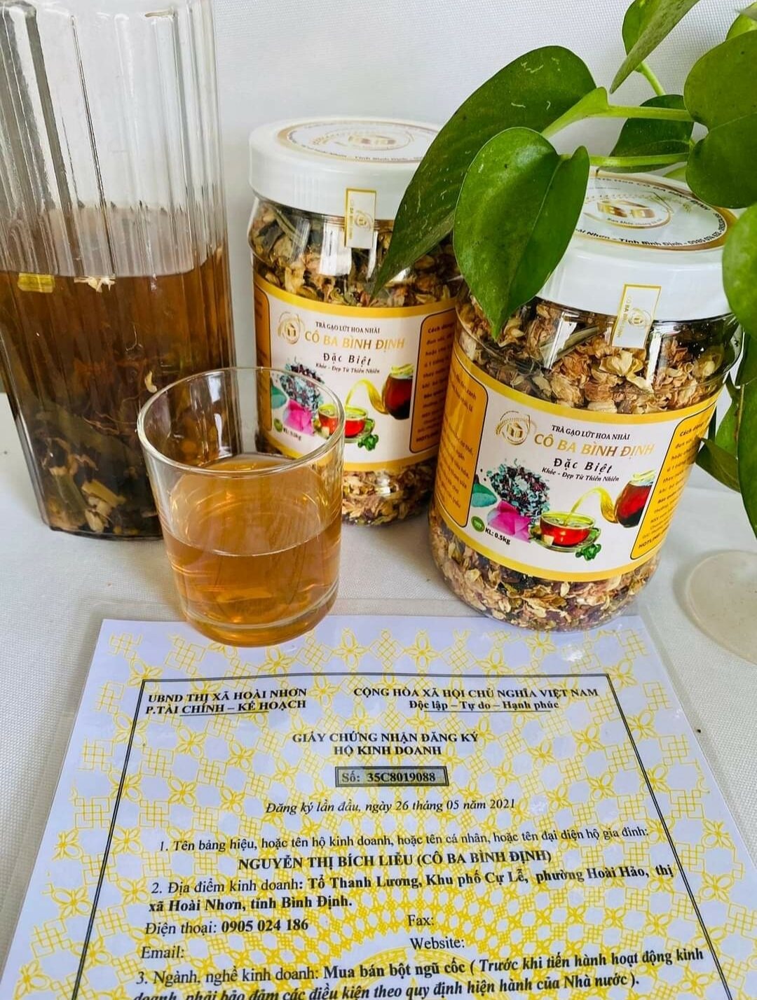 Trà gạo lứt, đậu đen, hoa nhài, lá sen Cô Ba Bình Định