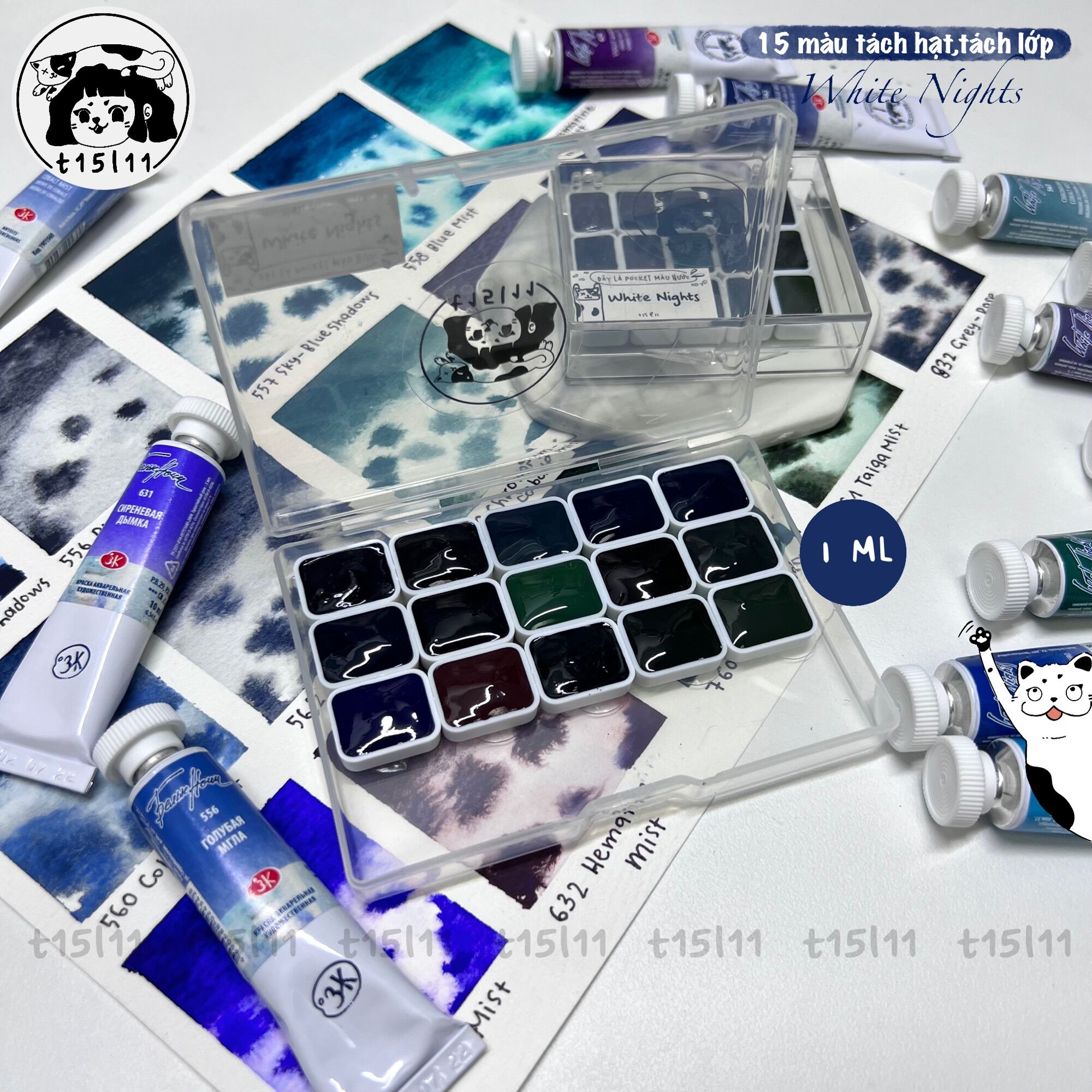 [t15l11] Pocket 15 màu White Nights tách lớp 0,6/1ml