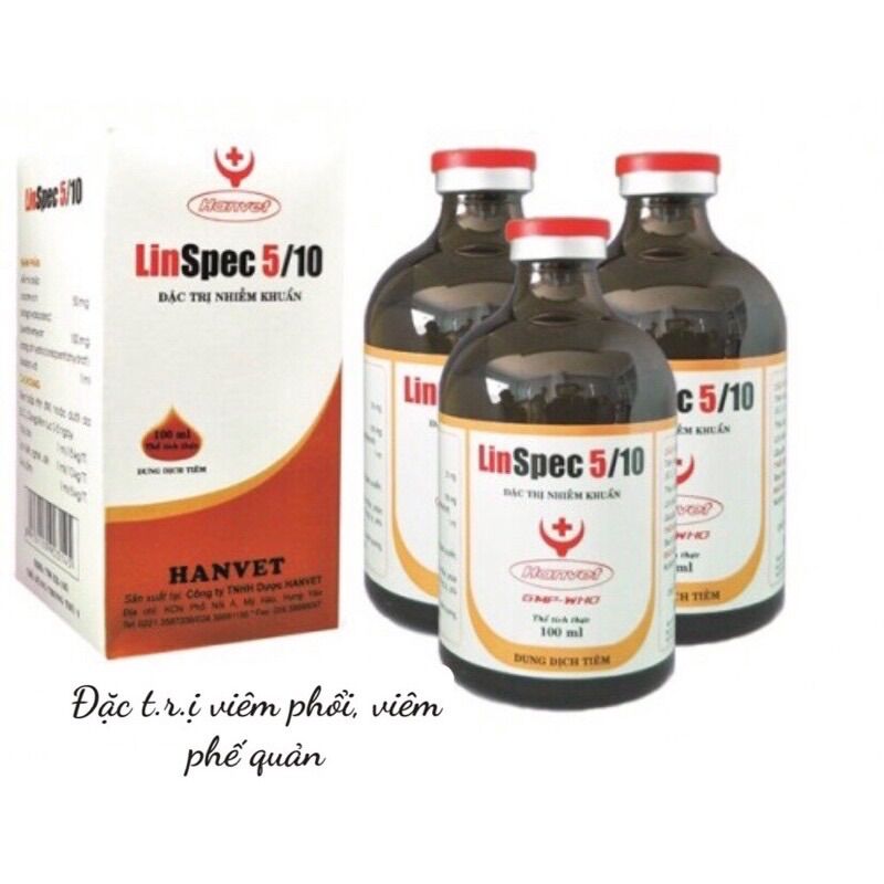 [THÚ Y] 1 lọ LINSPEC 5/10 100ml dùng cho viêm phổi, viêm phế quản trên trâu bò lợn