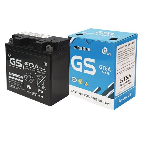 Ắc quy gs gt5a bảo hành 6 tháng xài cho dream,wave100,siruis đời cũ
