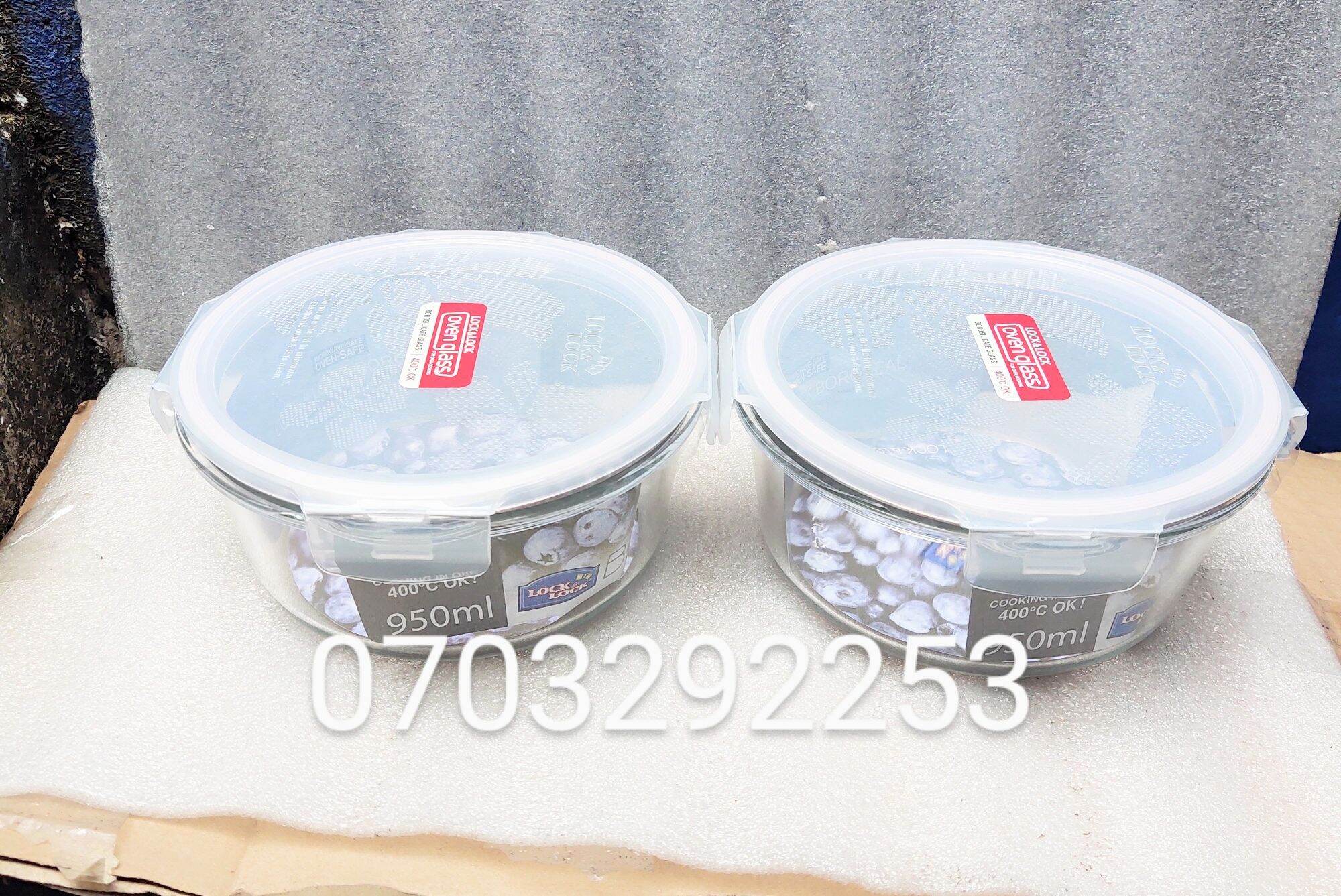 combo 2 hộp thủy tinh chịu nhiệt lock & lock 950ml tròn  (LLG861)