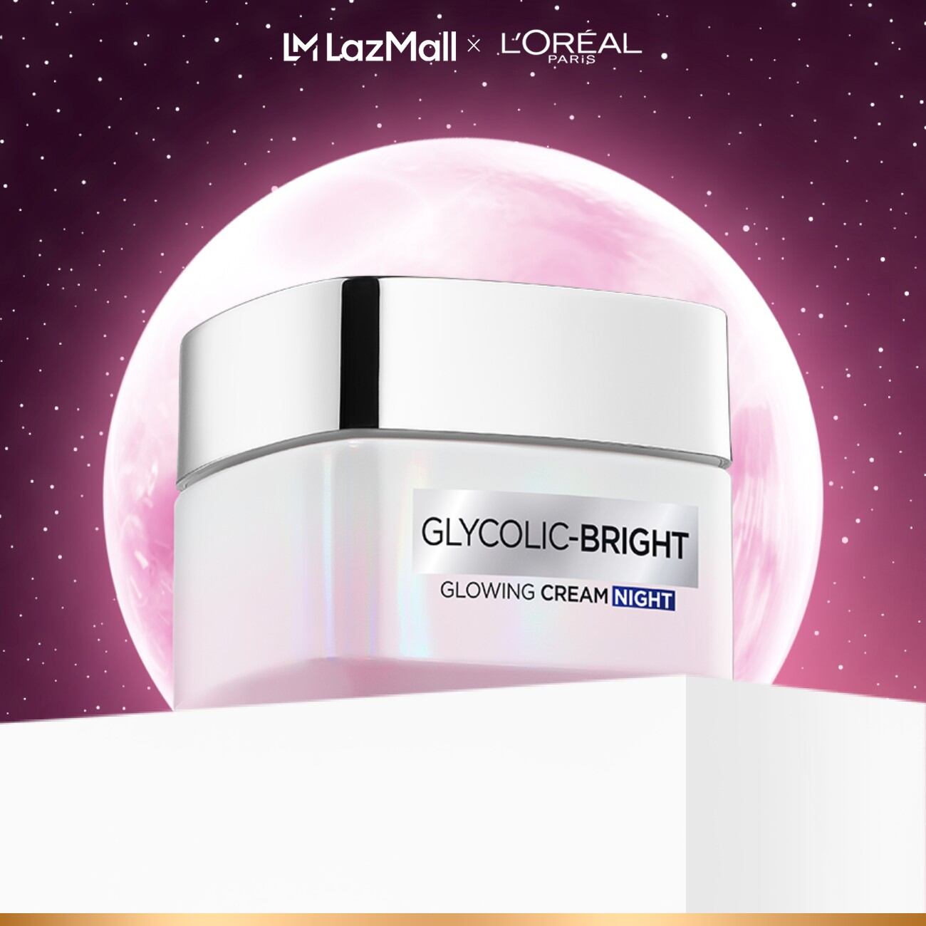 Kem đêm dưỡng sáng mờ thâm nám L'Oreal Paris Glycolic (AHA) Bright 50ml