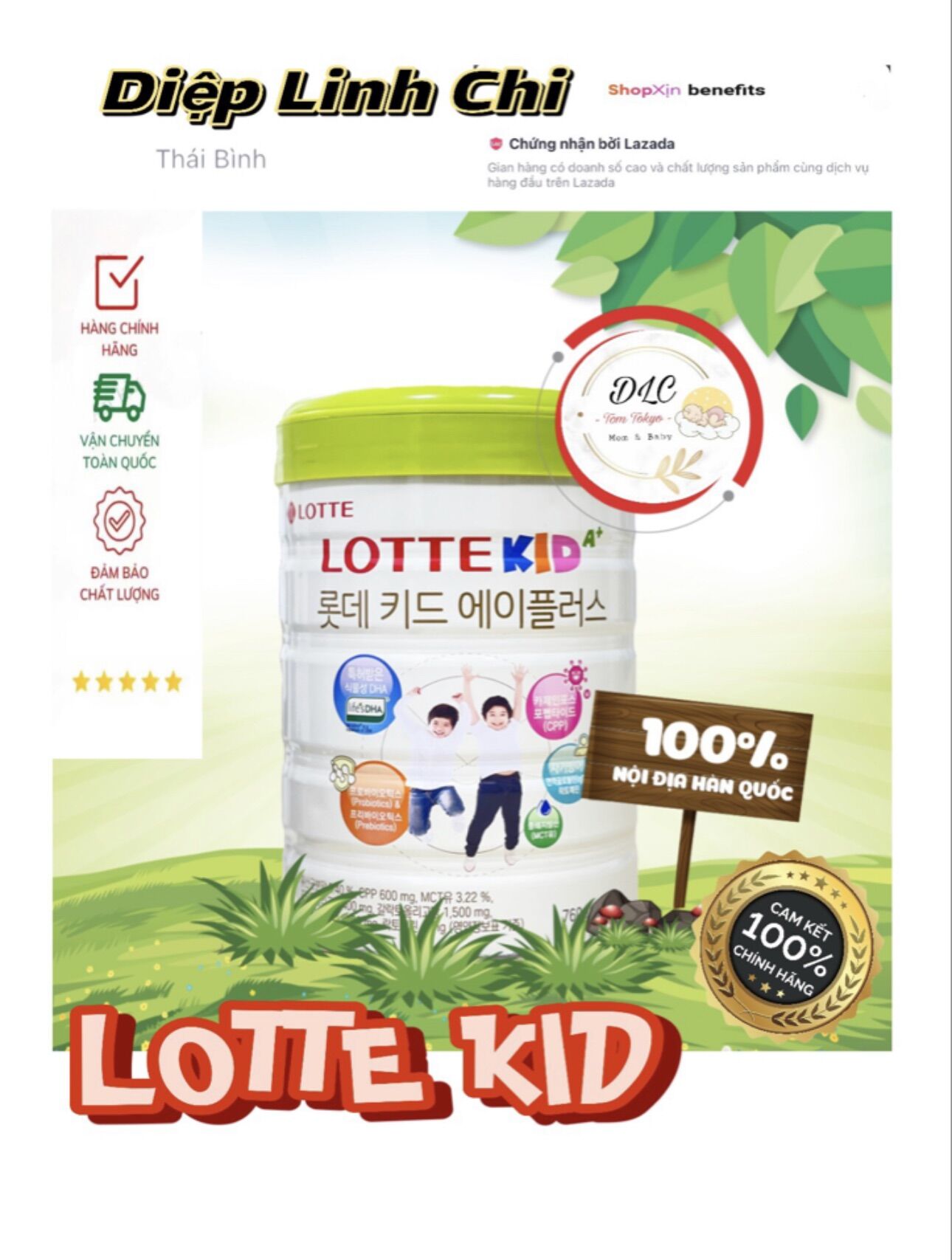 Sữa Lotte kid A+ nội địa hàn quốc cho bé đến 10 tuổi lon 760gram