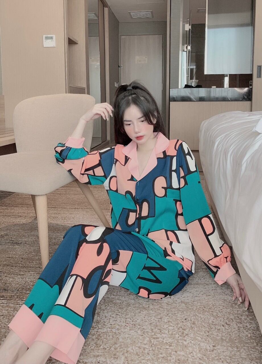 Đồ Bộ Pijama Tay Dài Lụa Mango Freesize Dưới 62kg