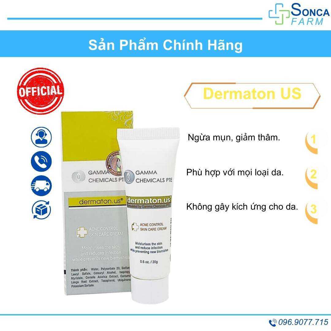 Kem Mụn Gamma Chemical Dermaton US 20G Giảm Mụn, Dịu Da