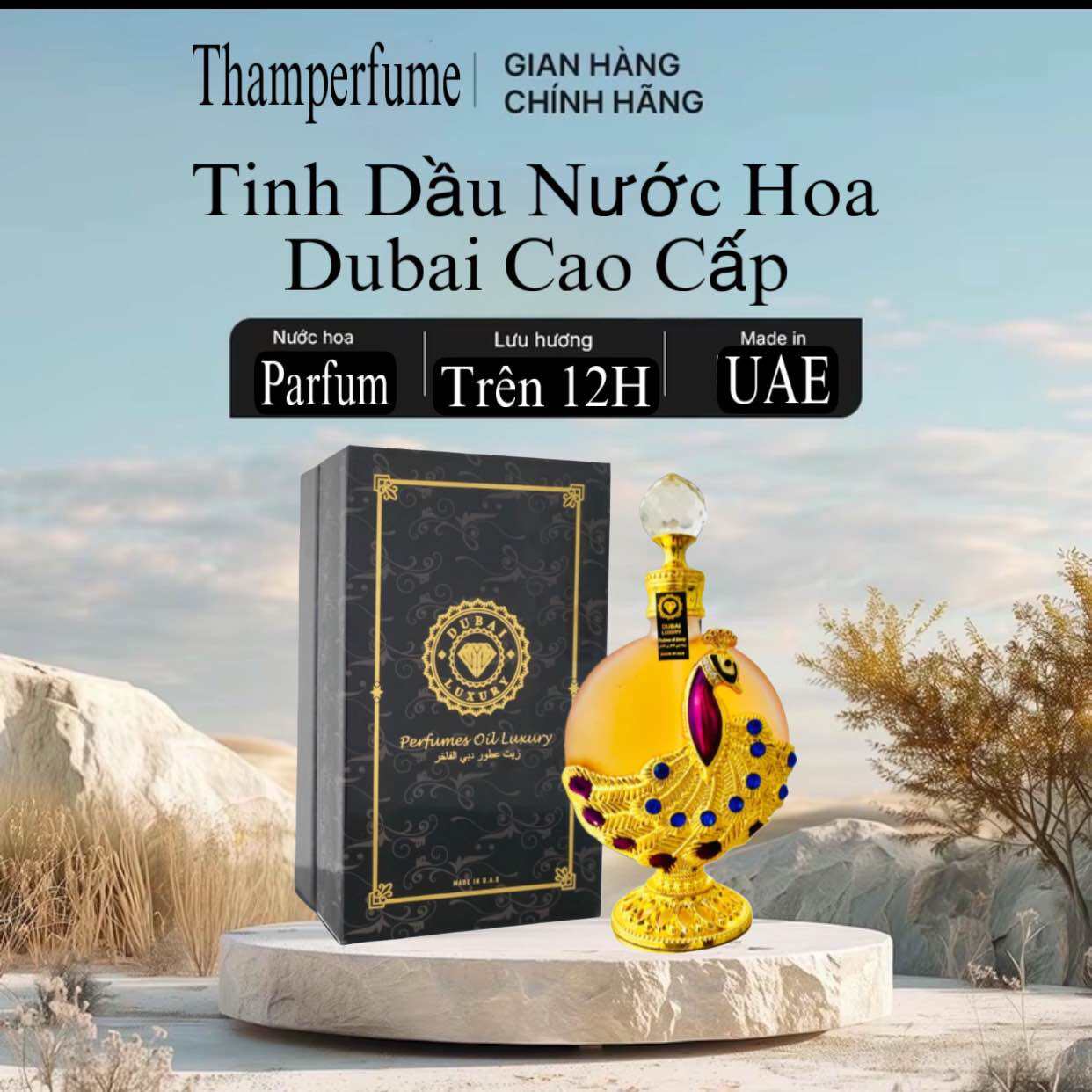 [ Tặng 1 Lăn Mini] Tinh Dầu Dubai Cao Cấp Phượng Hoàng Gold 38ml Siêu thơm lâu Công Vàng