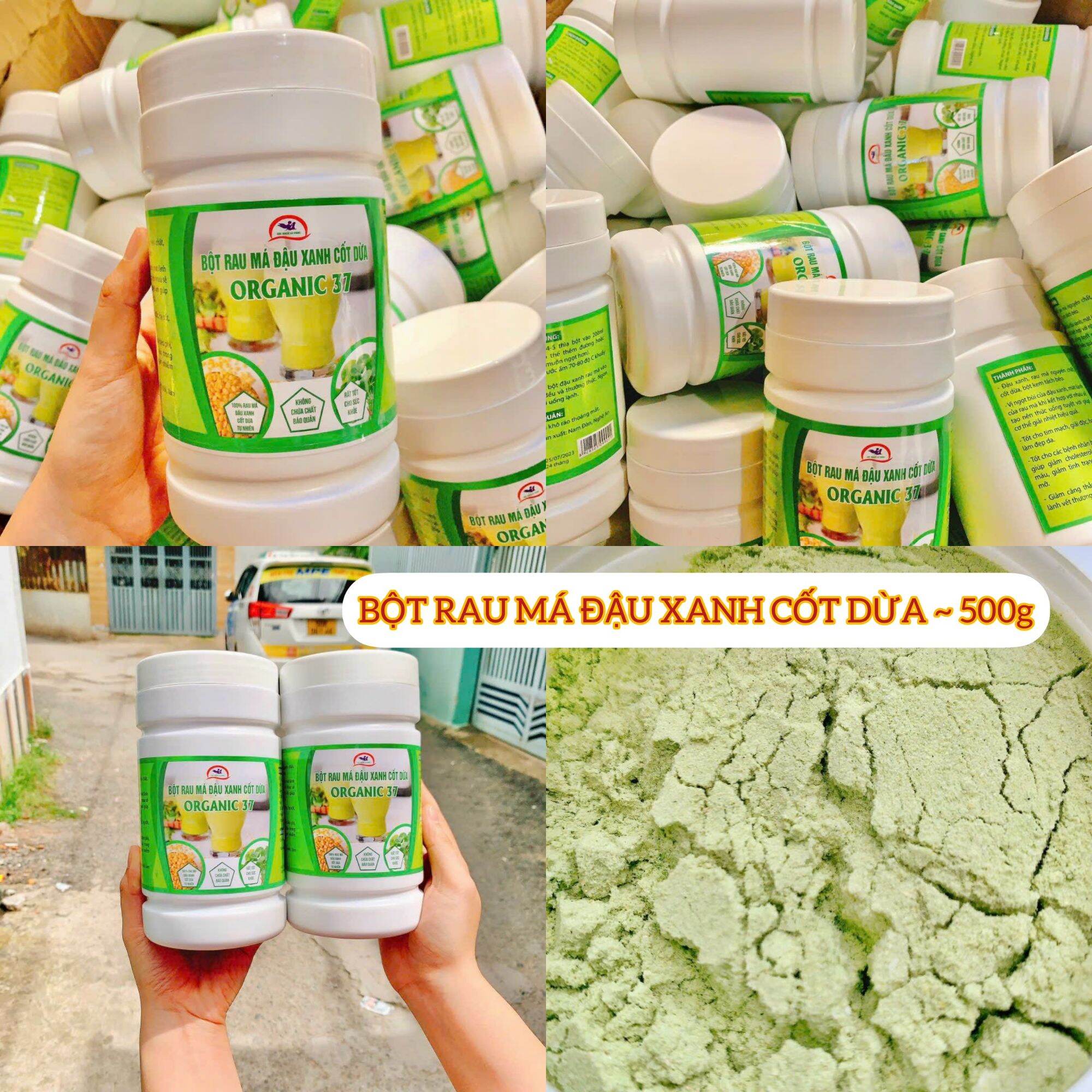 Bột rau má đậu xanh cốt dừa hủ 500gr. Bột đậu xanh rau má.
