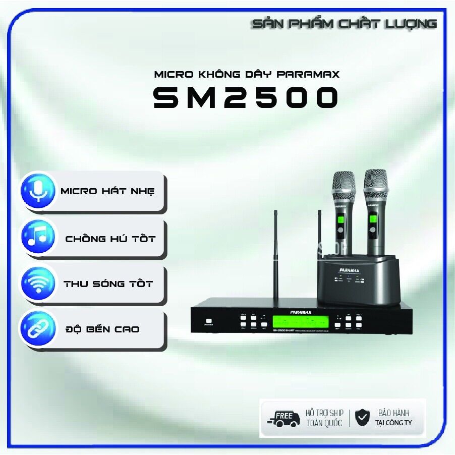 Micro không dây paramax sm-2500 smart - bảo hành 24 tháng - hàng chính hãng - gia khang shop