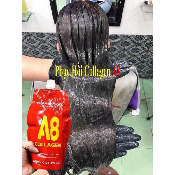 [Hàng Chính Hãng] Hấp phục hồi tóc hư tổn COLLAGEN A8 - 600ml Cao Cấp