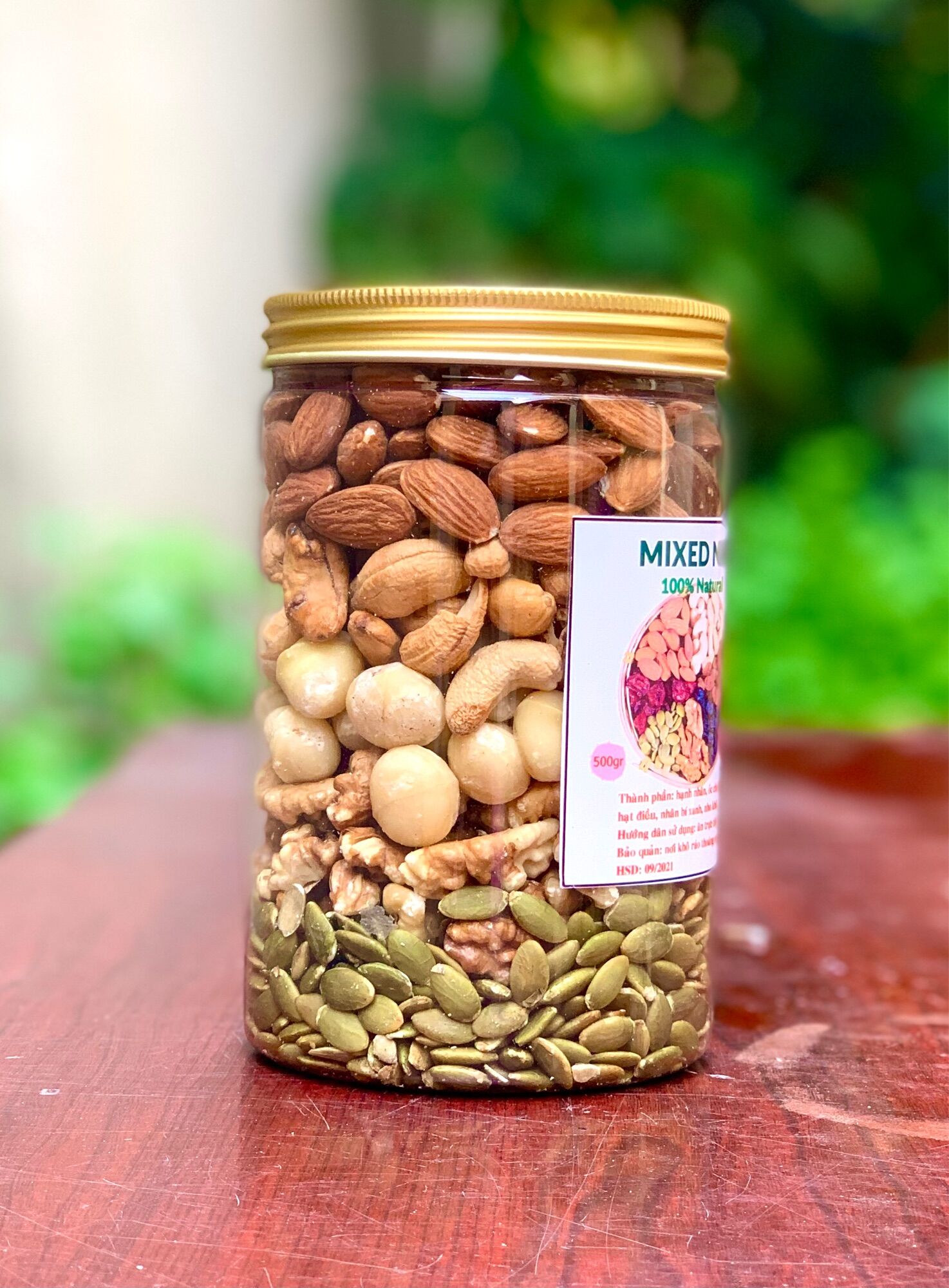 500gr hạt mix 5 loại (hạnh nhân, óc chó, mắc ca, hạt điều, bí xanh)