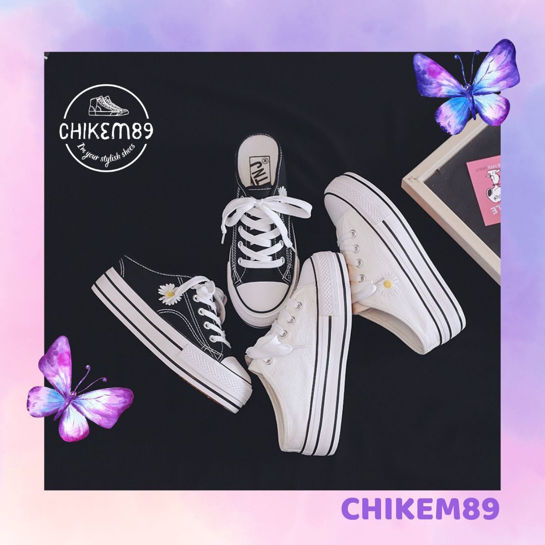 Giày sục thể thao bata hoa cúc☘FREESHIP☘️độn đế tăng chiều cao