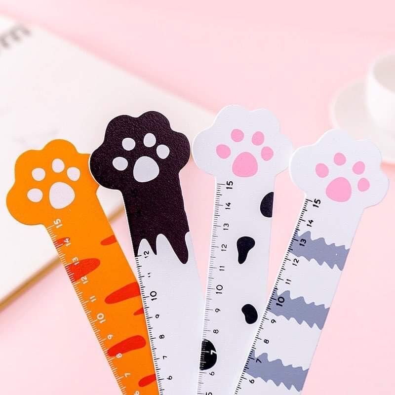 Thước kẻ gỗ chân mèo cute 15cm
