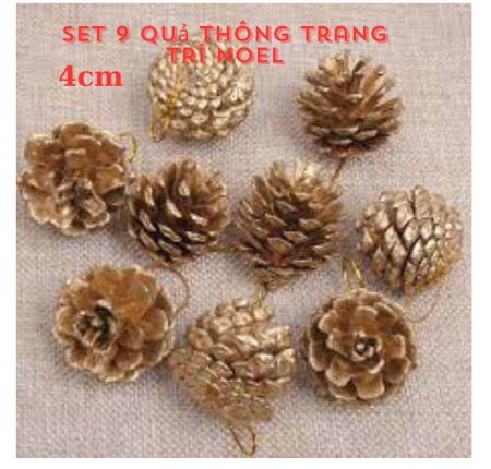 Set 9 Quả Thông Trang Trí Noel 4cm