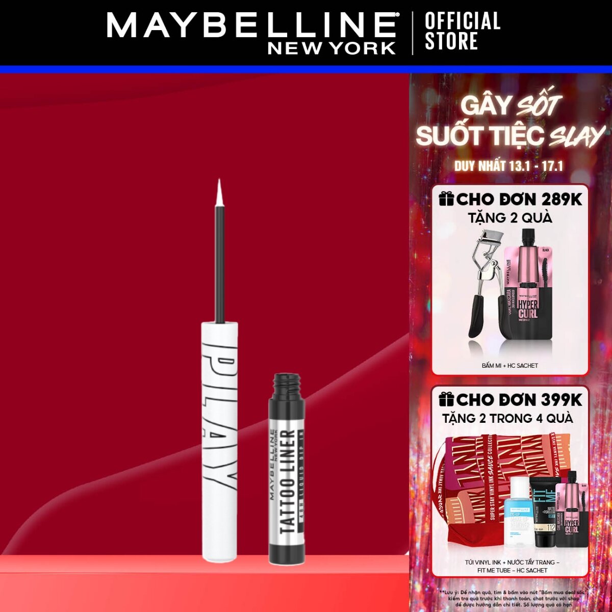 Bút Kẻ Mắt Nước 6 Màu Tattoo Liner Play 48H Lâu Trôi Maybelline New York 2.1ml