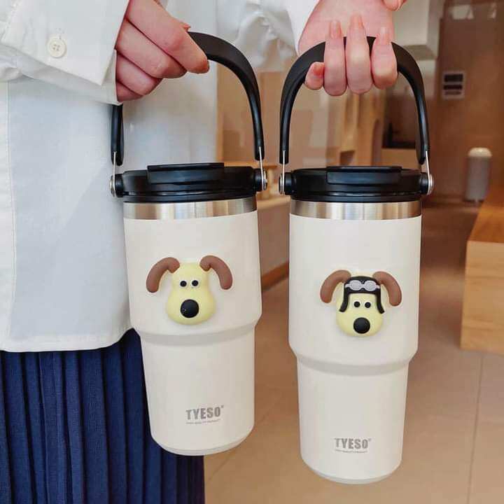 Ly giữ nhiệt tyeso quai sách dung tích 800 ml,bình giữ nhiệt tyeso 890ml inox 304, có ống hút, quai xách