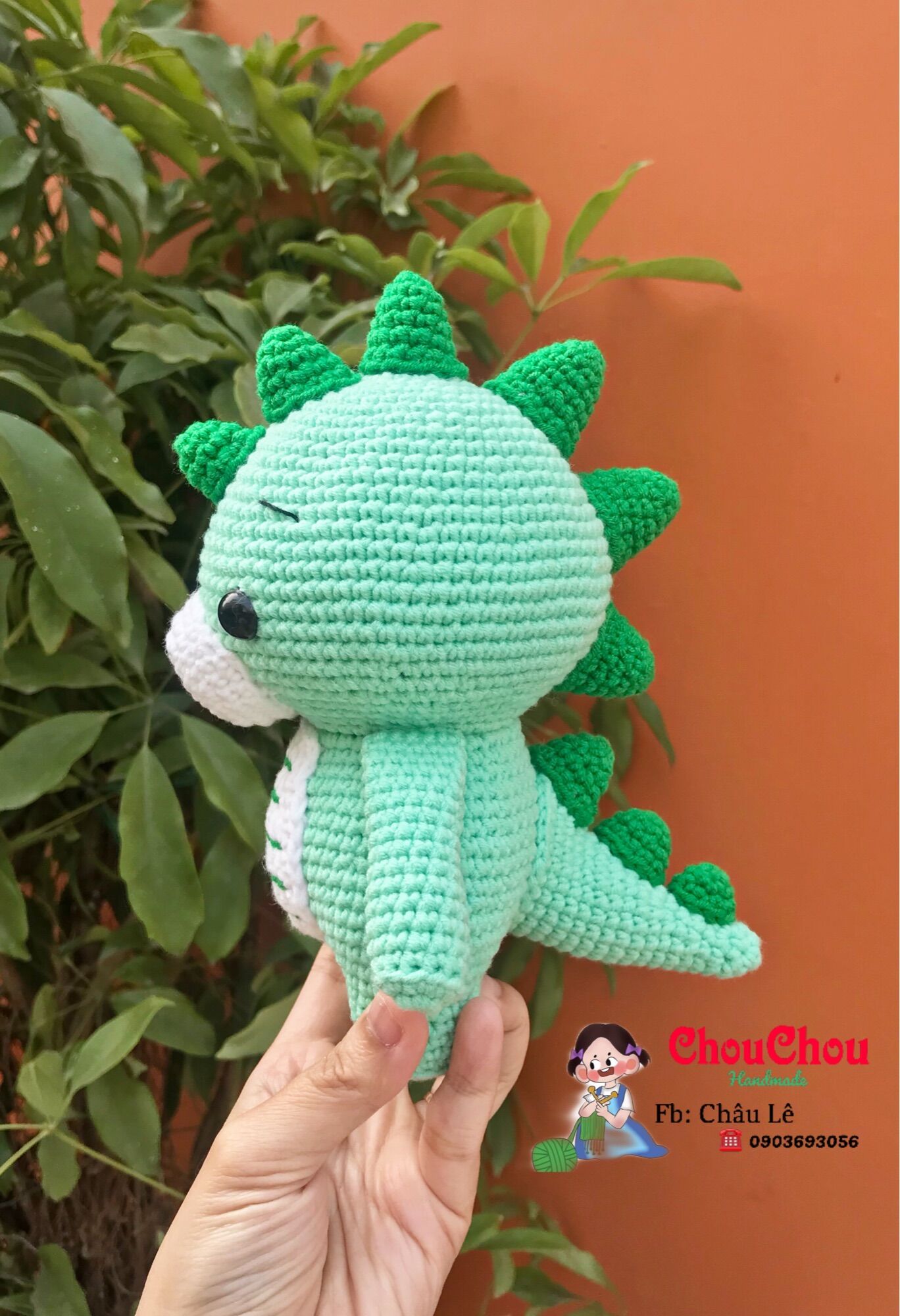 Thú len nhồi bông handmade - Khủng long con (20cm)