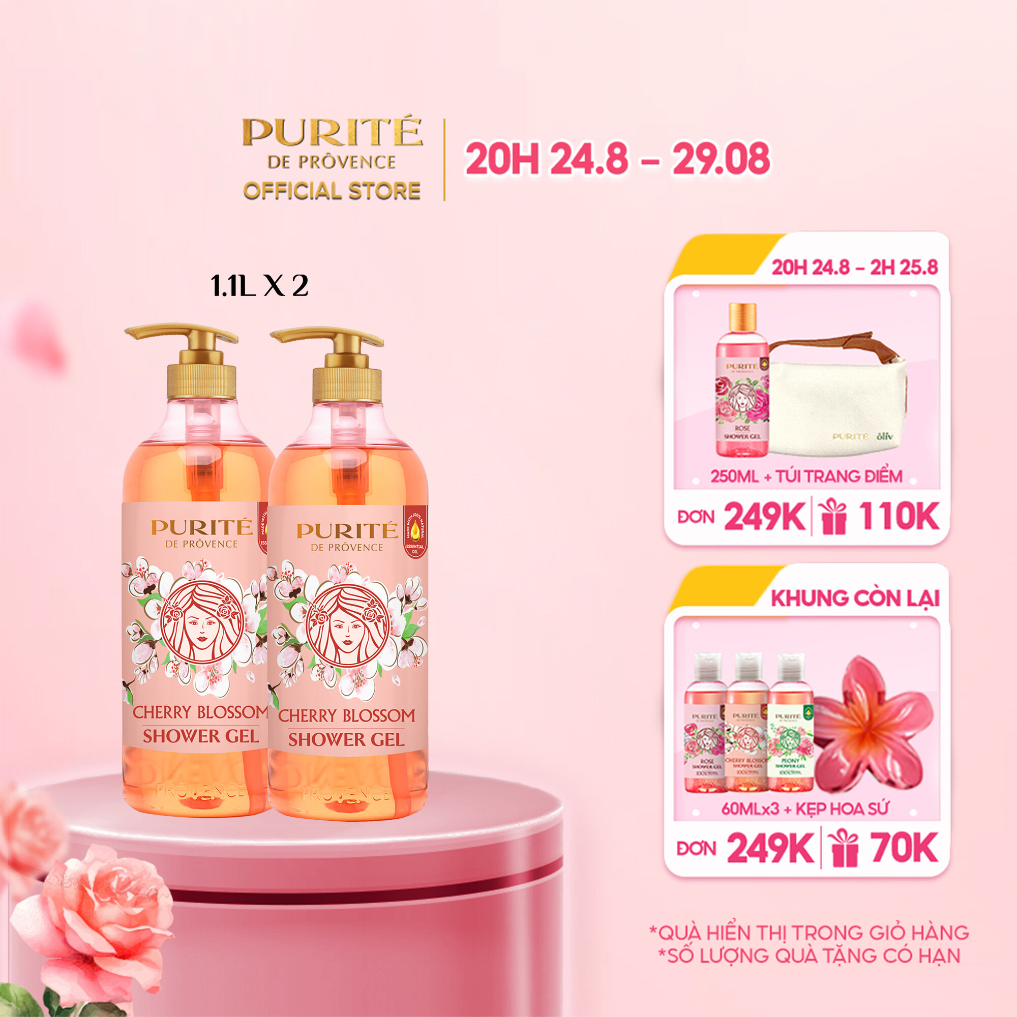 Combo 2 sữa tắm purité hoa anh đào 1.1l