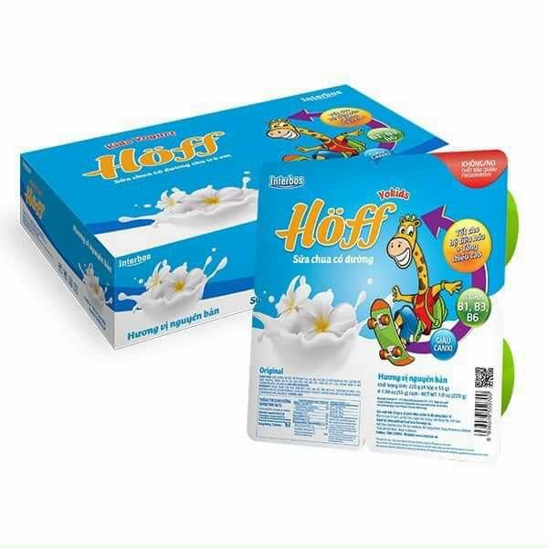 Váng sữa và sữa chua ăn Hoff (lốc 4 hộp x 55g) (date mới)