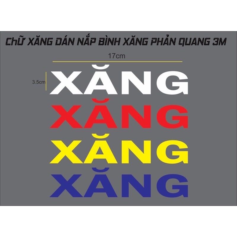 Decal chữ dán nắp bình xăng phản quang 3M ( trừ màu đen)