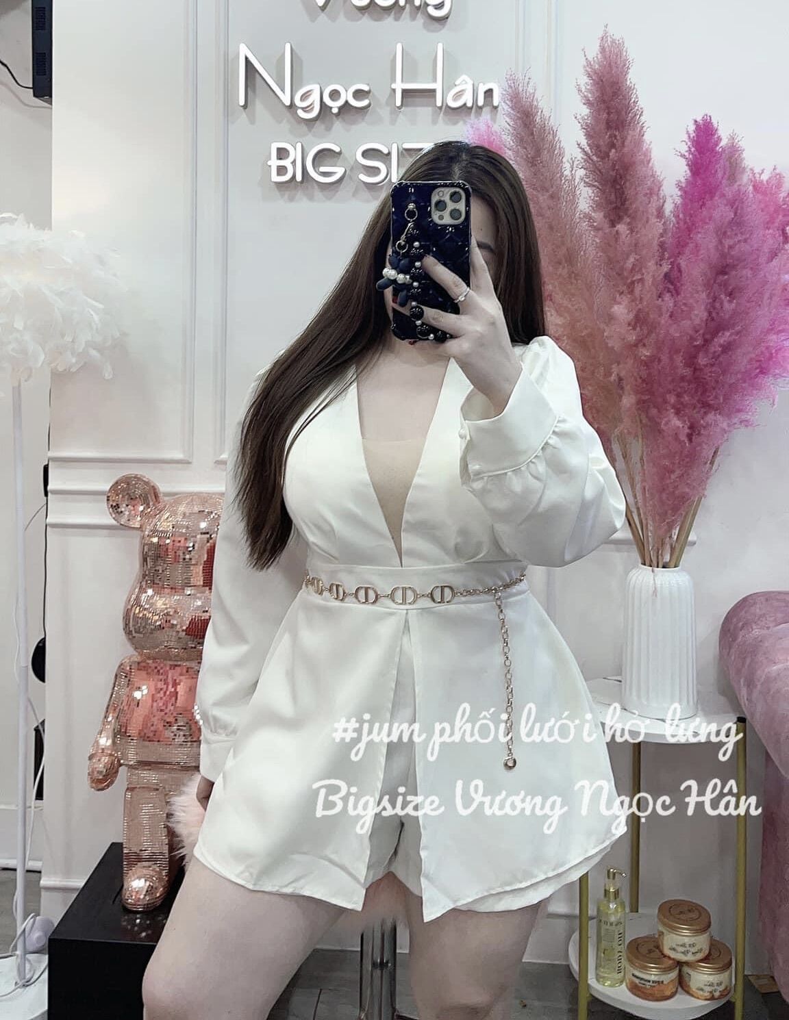 (SHOP BIGSIZE nữ 50kg đến 90kg)Jum ÁO PELUM SANG TRỌNG CỔ V