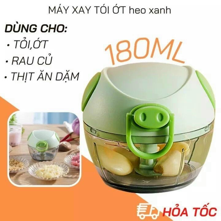 Máy Xay Tỏi Ớt Cầm Tay Hình Heo Lưỡi Dao Inox Màu Trắng