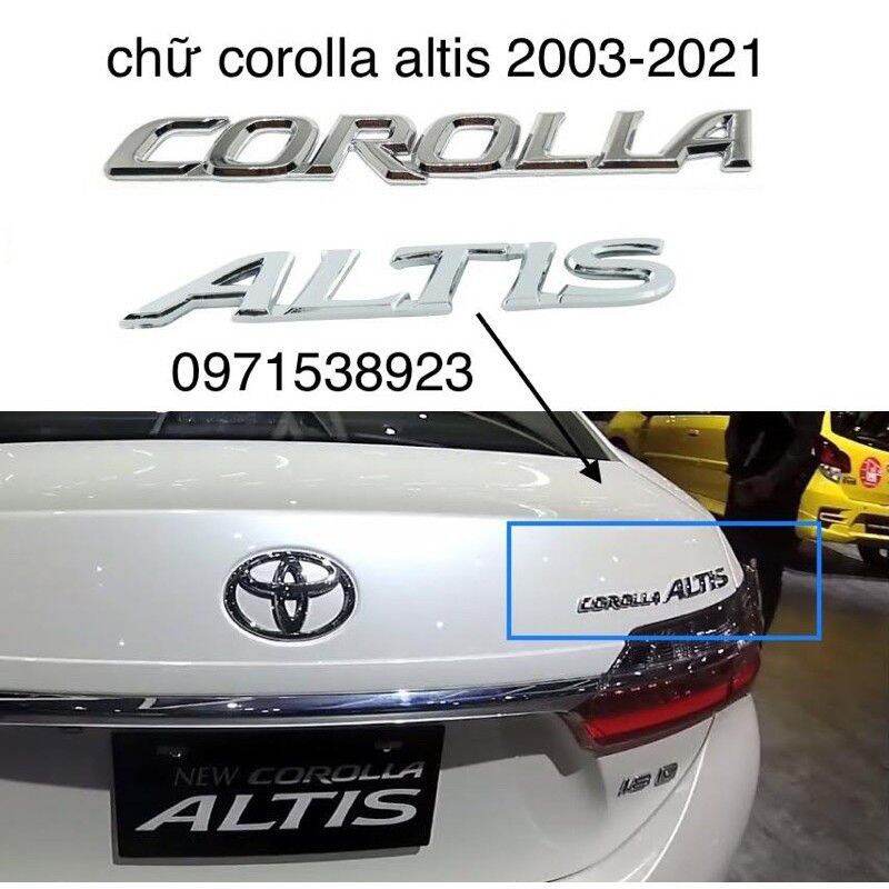 Logo chữ corolla altis dán đuôi xe