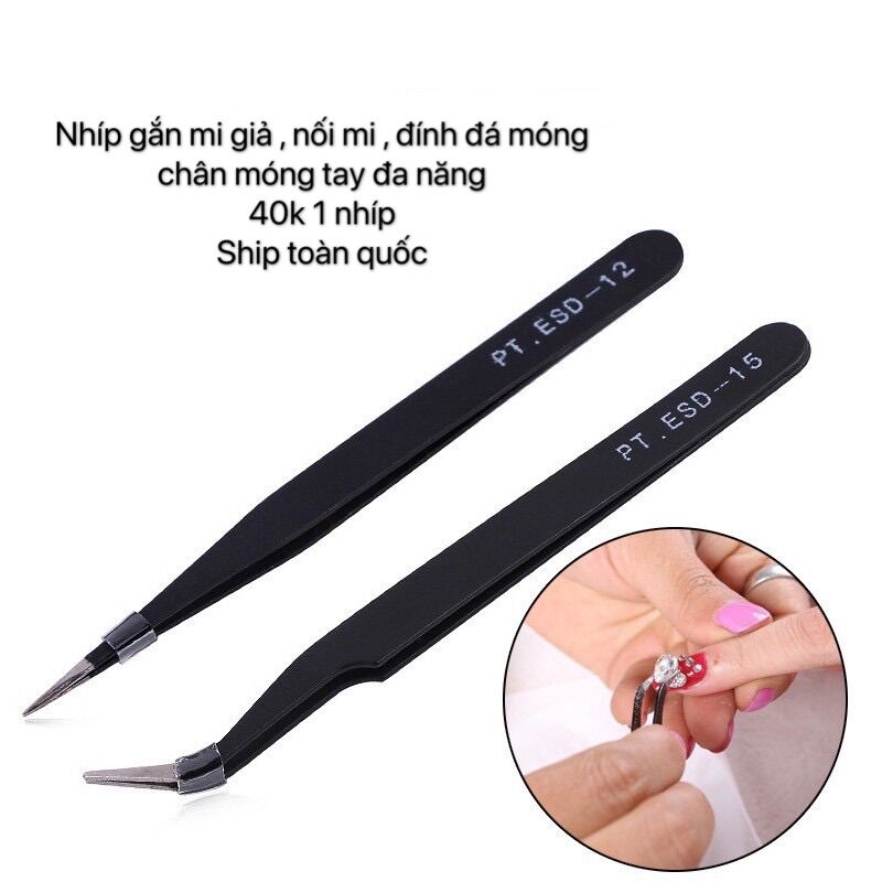 nhíp nối mi , dán mi chữ A ( tặng kèm cốc đựng keo )