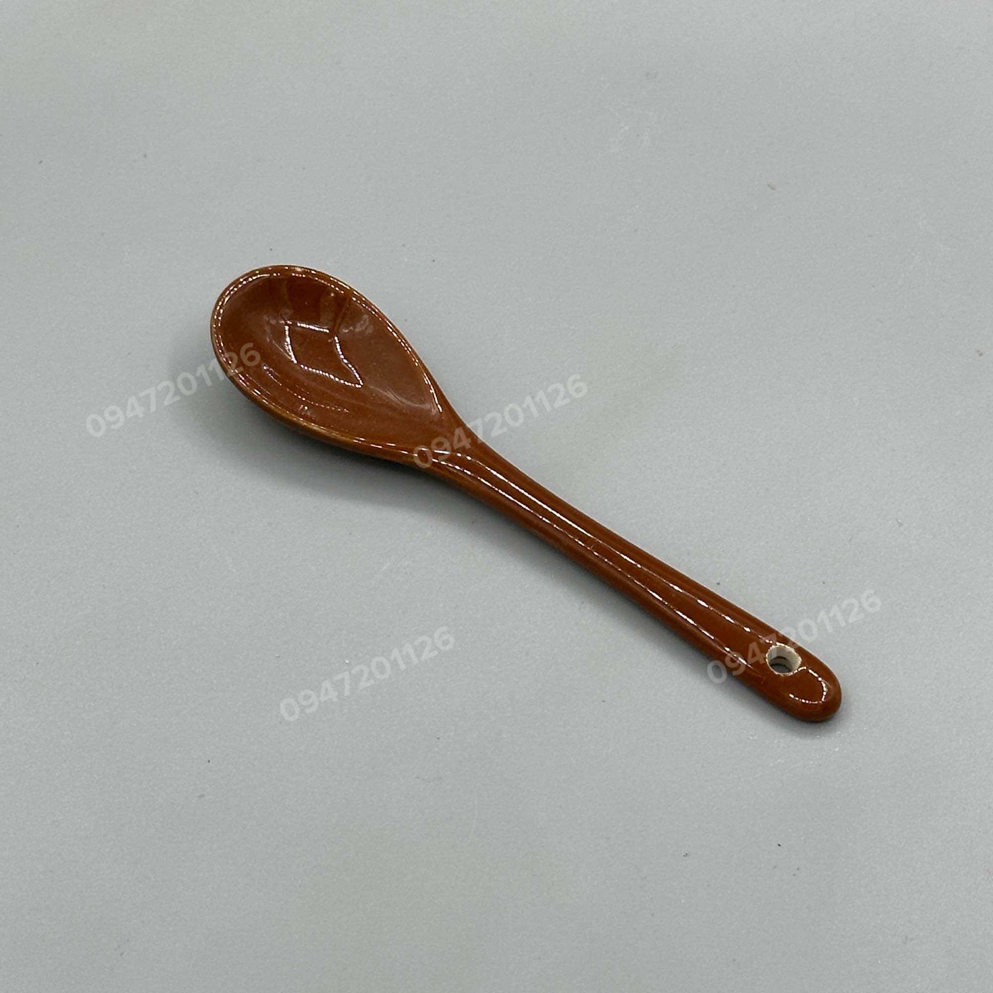 Thìa cafe gốm Bát Tràng - Thìa pha khuấy cafe dài 12cm