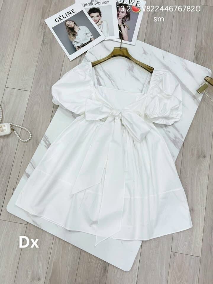 [Shop bigsize nữ 50kg-90kg] Đầm babyboll nơ lưng màu siêu cưng
