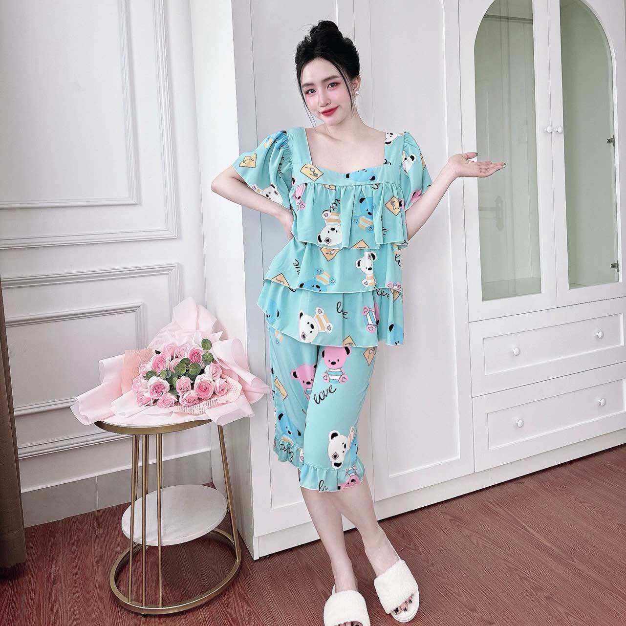 Đồ Bộ Bigsize Lụa Nhật  Cao Cấp - Hàng Chuẩn Size, Chất Mát - Tay ngắn quần lửng