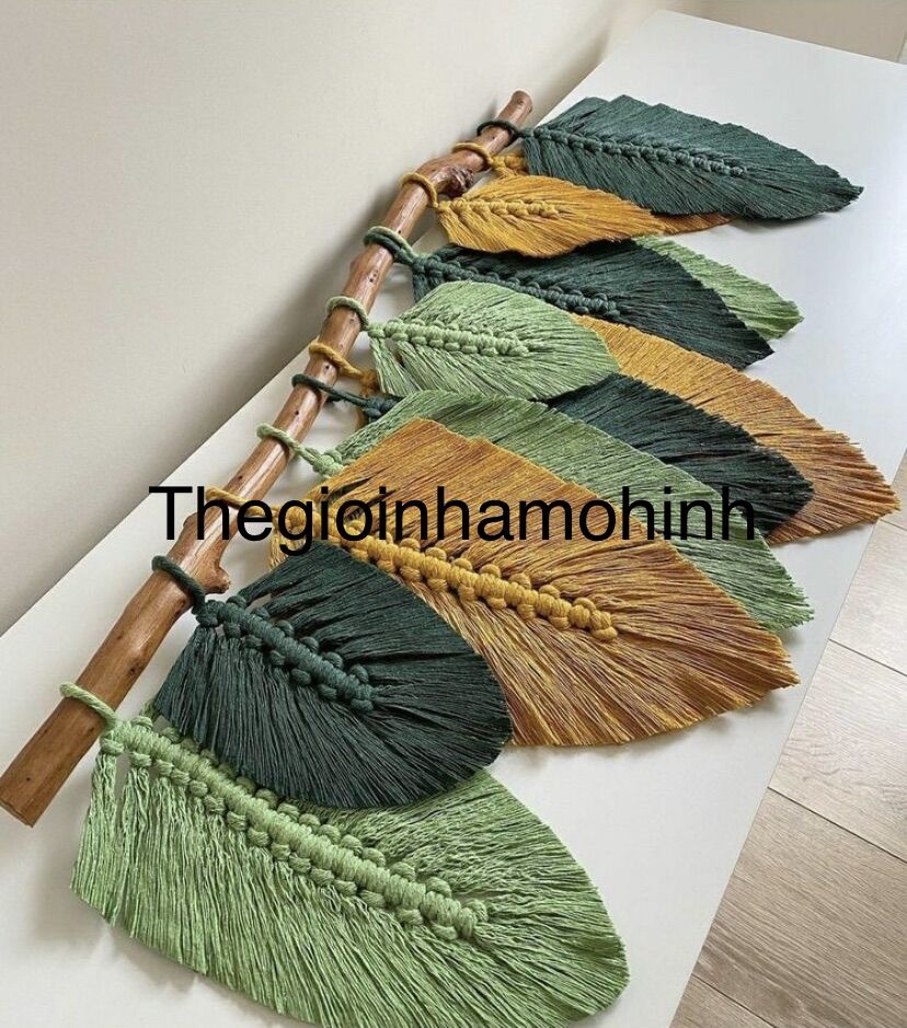 Cành lá macrame có phun keo định hình