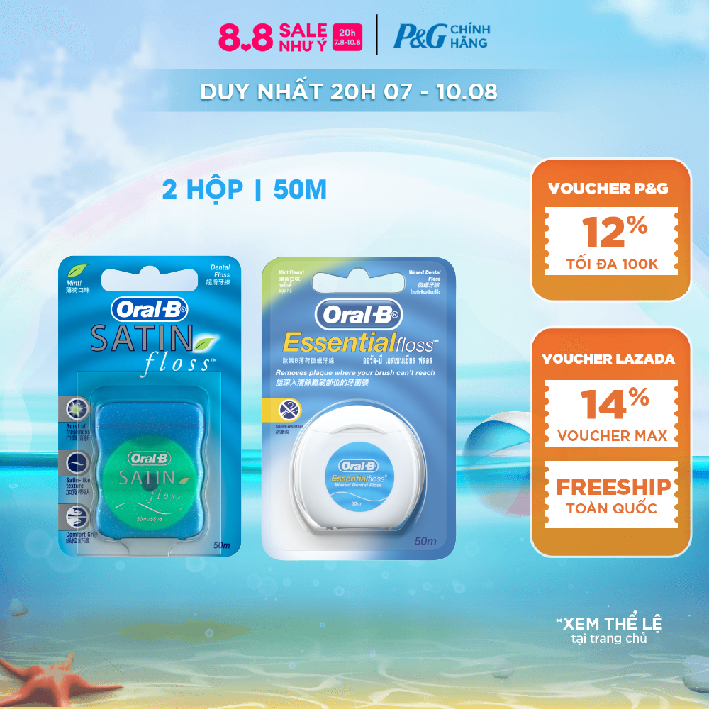 Combo 2 Chỉ Nha Khoa ORAL-B Essential Floss Bạc Hà Hộp 50M