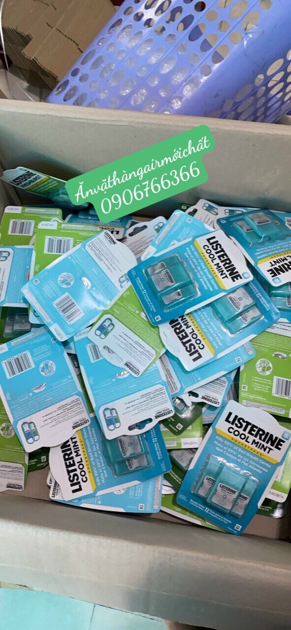 [Vĩ 3 Hộp 72 Miếng]Listerine Miếng Ngậm Thơm Miệng Bạc Hà