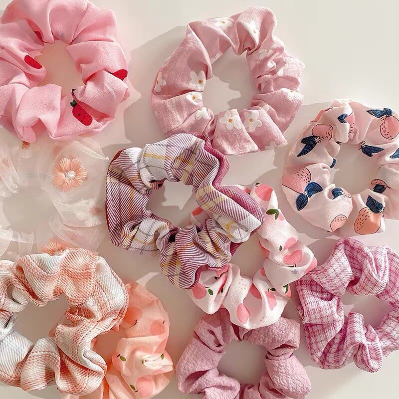 Cột Tóc Scrunchies Hoa Trơn Siêu Hot 2021