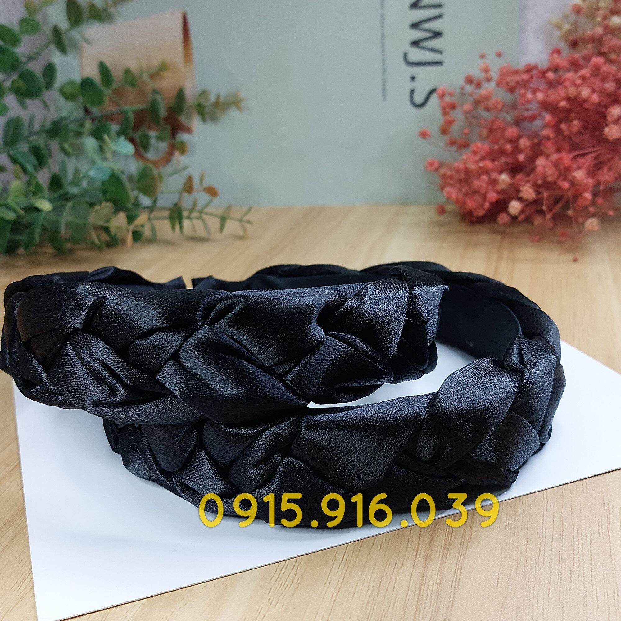 Bờm tóc thắt rết đen, cài tóc thắt bím