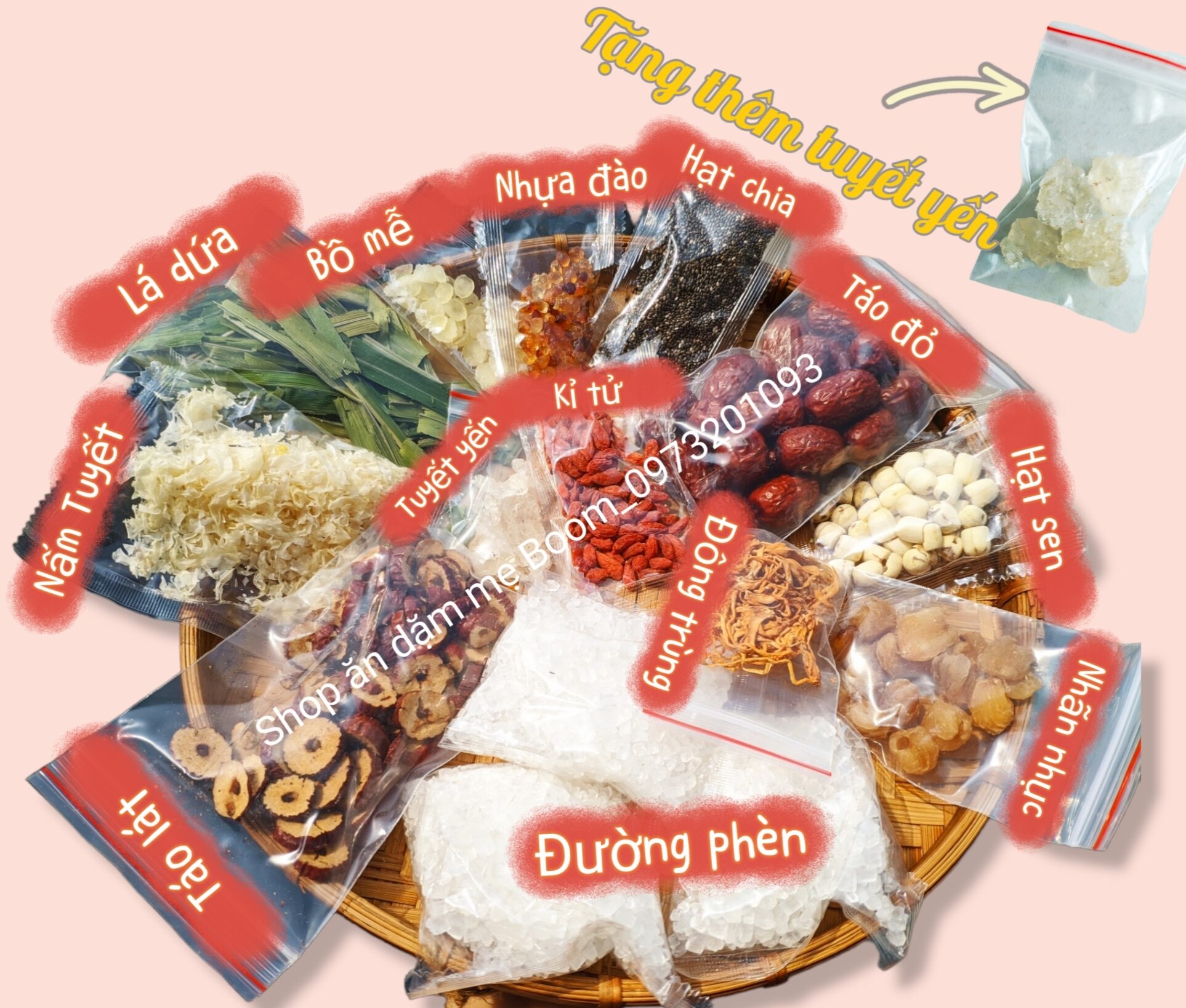 Chè dưỡng nhan tuyết yến 13 vị loại 1 gói to 500g