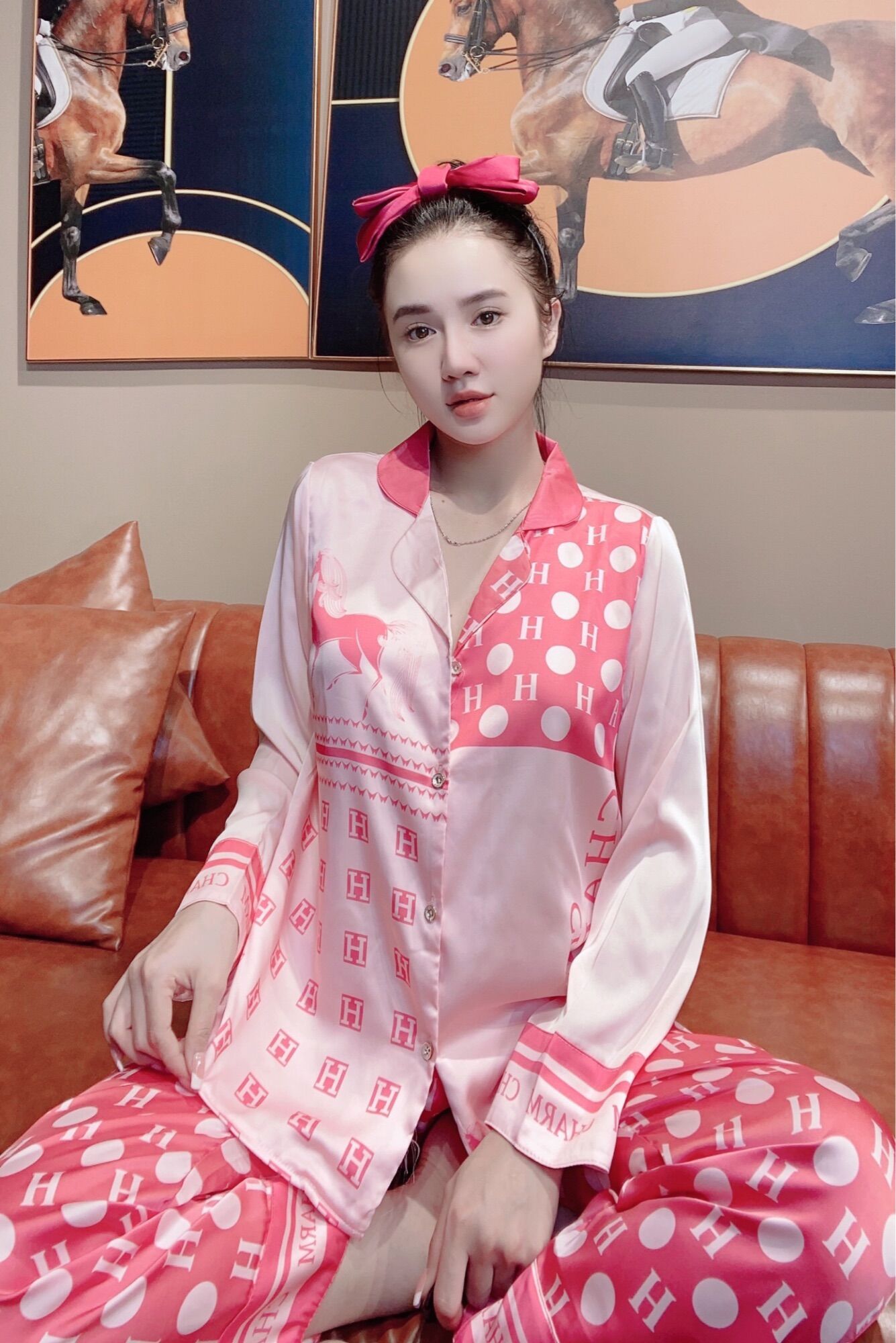 Set bộ Pịama lụa cao cấp tay dài quần dài dưới 60kg