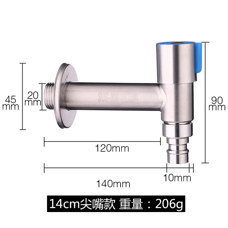 Vòi nước chuyên dùng cho máy giặt inox 304, vòi nước 4 tấc dùng cho gia đình, vòi nước máy, vòi inox hình chữ t