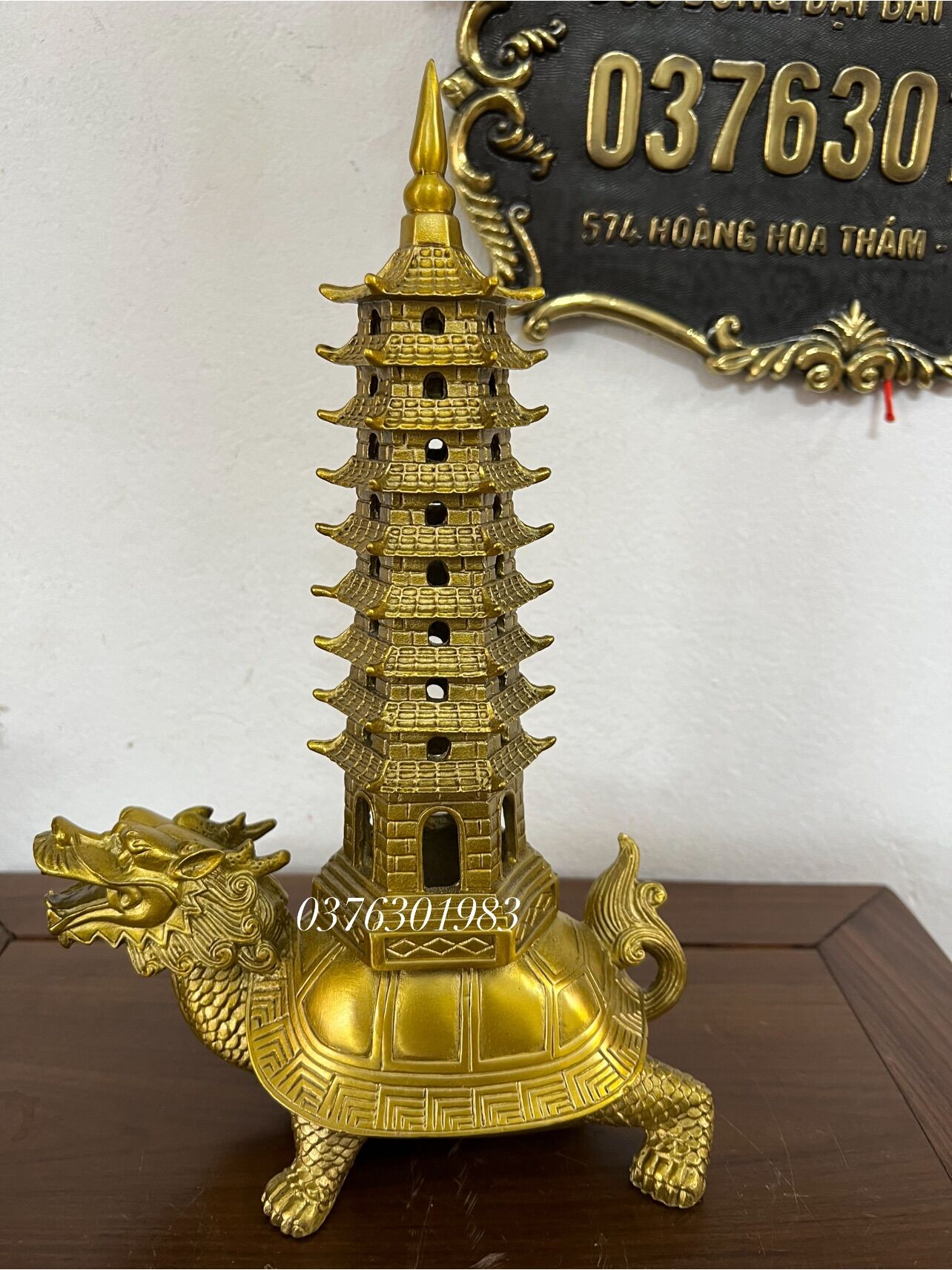 Tượng rùa đầu rồng long quy kết hợp tháp Văn Xương bằng đồng thau ...