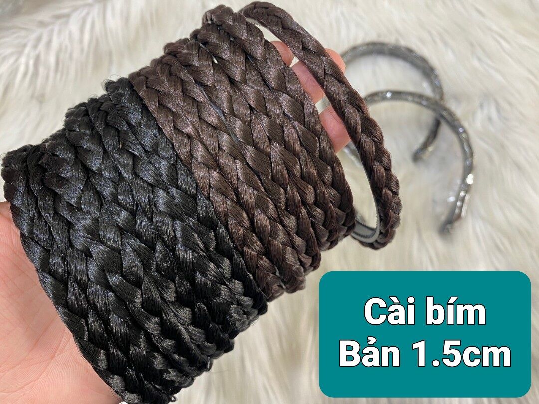 Bờm cài bím tóc màu nâu/đen (bản 1cm/1.5cm/2cm/2.5cm)