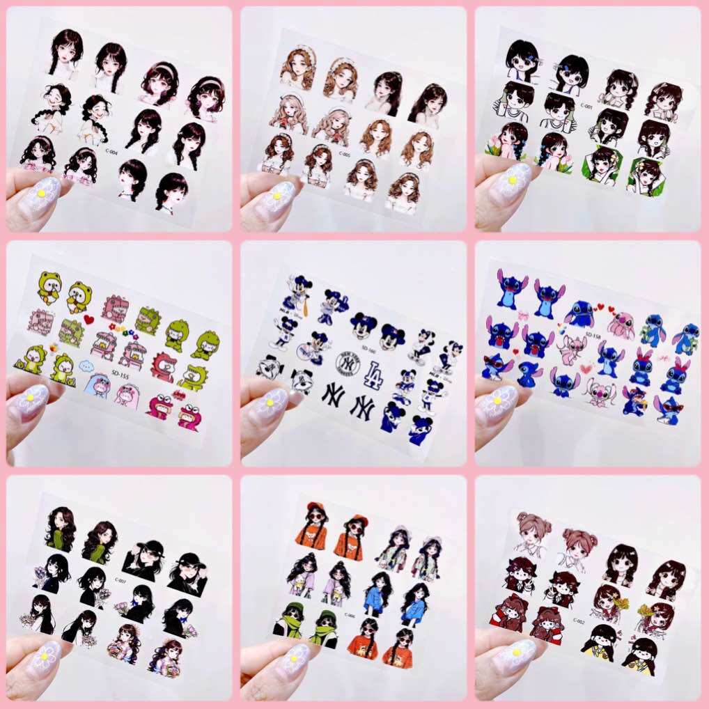 Sticker 5D dán nguyên móng mẫu cô gái hoạt hình kuromi gấu hottrend
