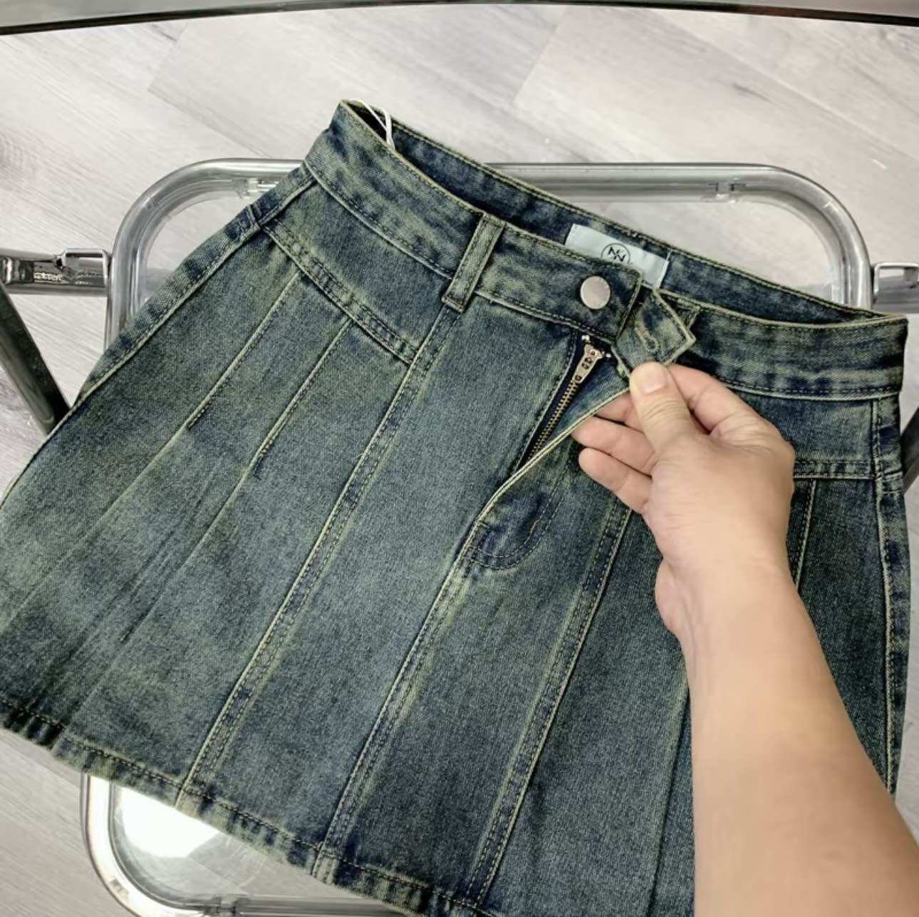 🎀CHÂN VÁY JEAN XẾP LI - HÀNG VNXK.