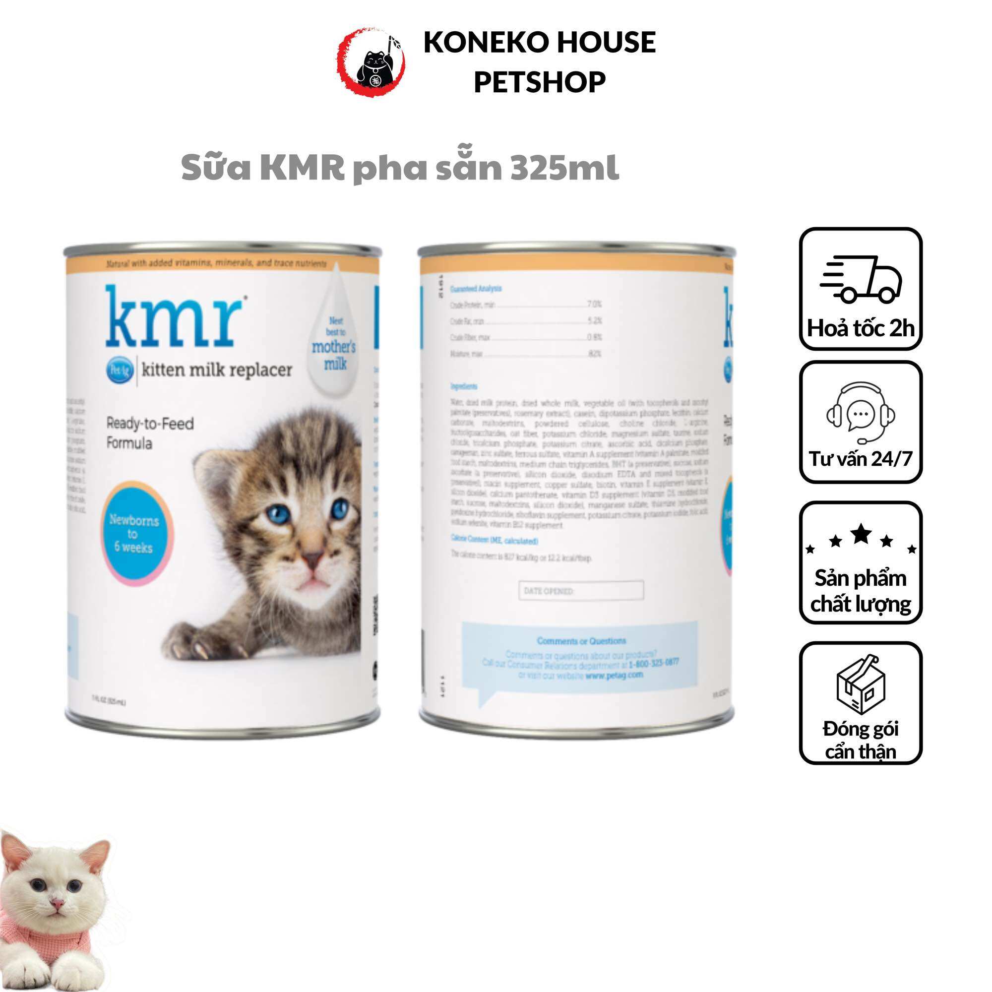 Sữa cho mèo - Sữa KMR dạng nước 325ml chính hãng Petag