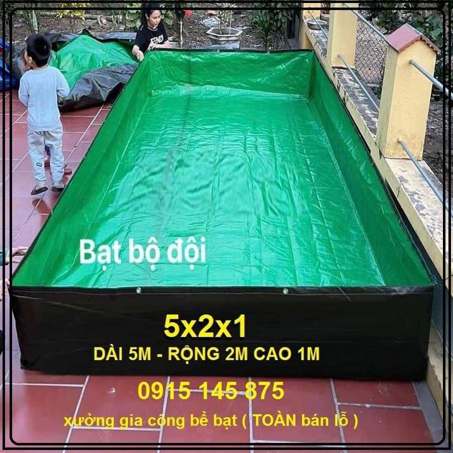 Bể bạt nuôi ốc ếch cá lươn, xanh bộ đội, tặng van xả đáy