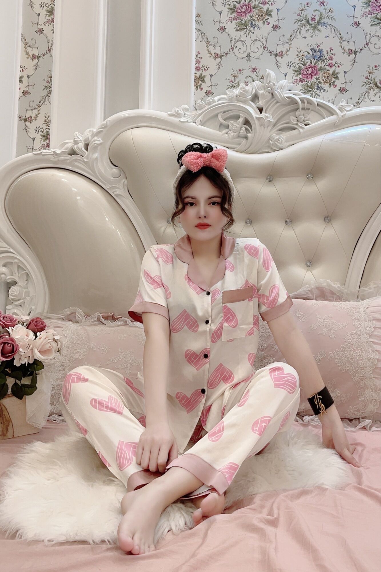 Đồ bộ pijama lụa satin tnqd freesize dưới 60kg