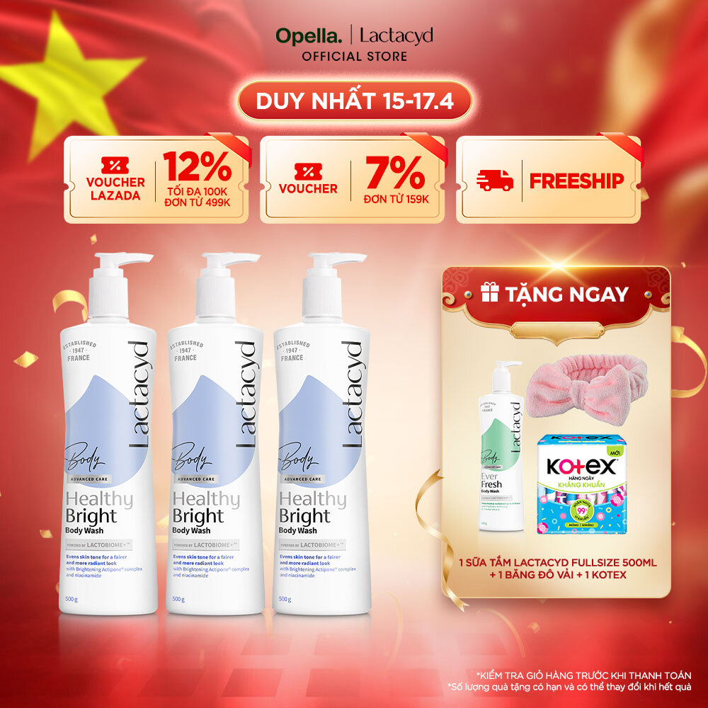 Bộ 3 Sữa tắm Lactacyd Healthy Bright làm đều màu da, mang lại làn da sáng khỏe, rạng rỡ và tự tin
