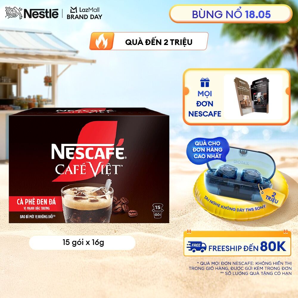 [FREESHIP TOÀN QUỐC] Hộp Cà phê đen hòa tan NESCAFÉ CAFÉ VIỆT (16g x 15 gói)
