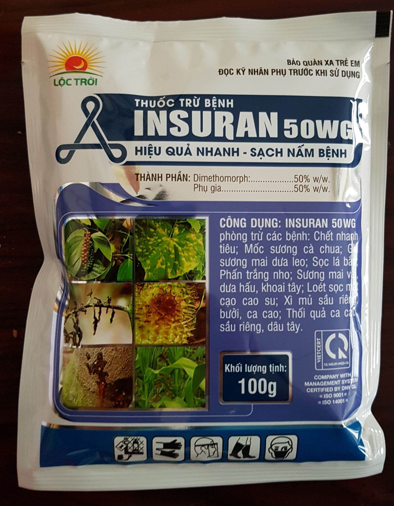 Thuốc trừ bệnh sọc lá, sương mai insuran 100gr