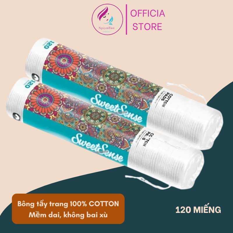 Bông tẩy trang Sweetsense mềm dai 120 miếng/ gói