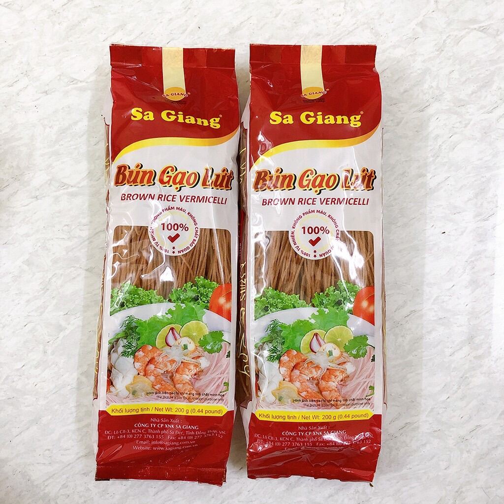 Bún gạo lứt Sa Giang 200g, bún gạo lức thực dưỡng, Eatclean